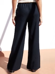 Schwarz - Threadbare Hose aus Leinenmischung mit weitem Bein - Bild 2 von 4