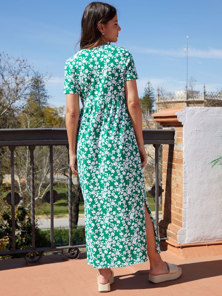Threadbare Green 100% Cotton Jersey Maxi Dress with Pockets - Image 2 of 4