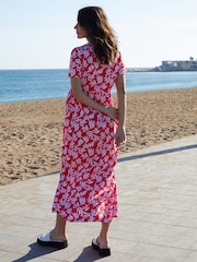 Threadbare Red 100% Cotton Jersey Maxi Dress with Pockets - Image 2 of 6
