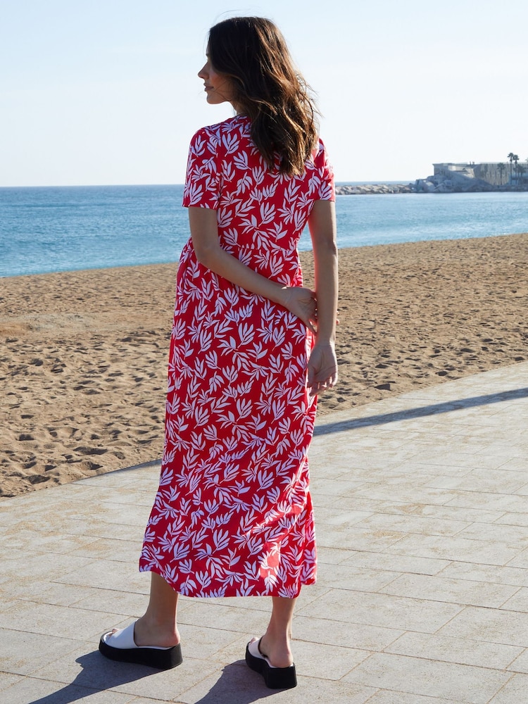 Threadbare Red 100% Cotton Jersey Maxi Dress with Pockets - Image 2 of 6