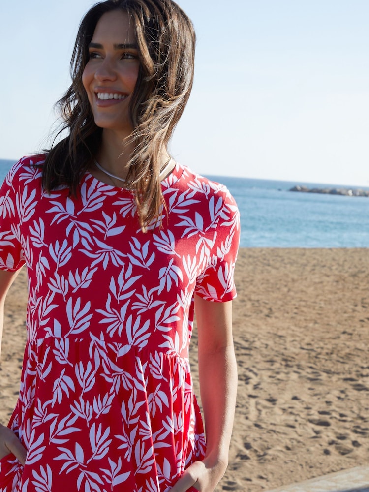 Threadbare Red 100% Cotton Jersey Maxi Dress with Pockets - Image 3 of 6