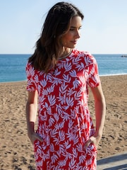 Threadbare Red 100% Cotton Jersey Maxi Dress with Pockets - Image 5 of 6