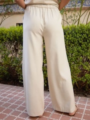 Threadbare Cream Linen Blend Wide Leg Trousers - Image 3 of 4