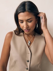 Silver Tone Organic Drop Necklace Made With Recycled Zinc - Image 1 of 3