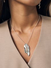 Silver Tone Organic Drop Necklace Made With Recycled Zinc - Image 2 of 3