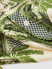 Reiss Bright Green Lulu Relaxed Palm Print Cuban Collar Shirt - Image 5 of 5