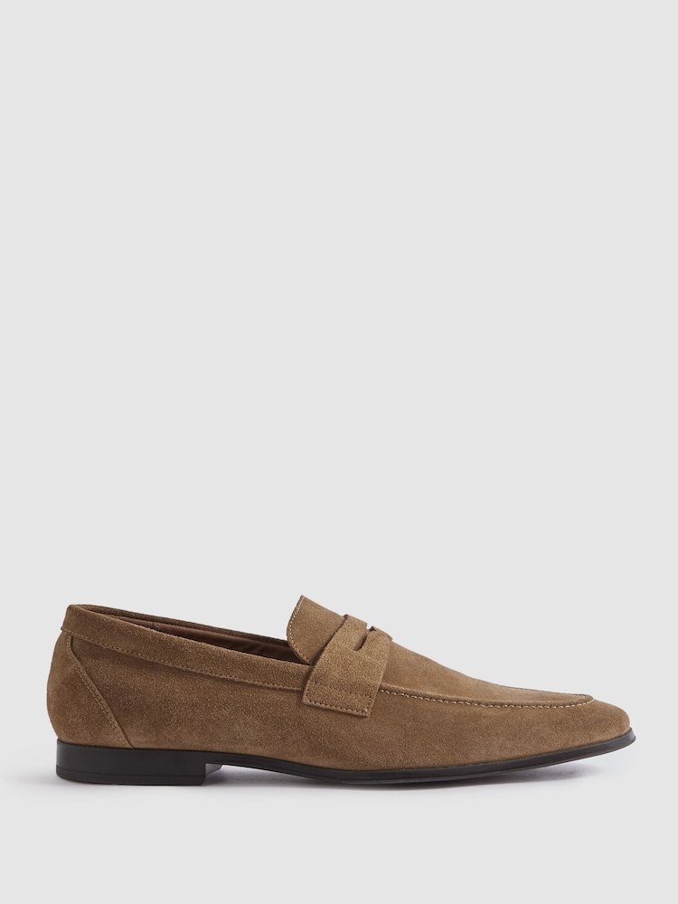 Reiss Stone Bray Suede Suede Slip On Loafers - Image 1 of 5 Reiss Stone Bray Suede Suede Slip On Loafers - Image 1 of 5