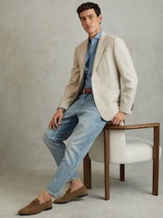 Reiss Stone Bray Suede Suede Slip On Loafers - Image 2 of 5