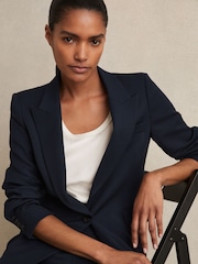 Reiss Navy Gabi Petite Tailored Single Breasted Suit Blazer - Image 1 of 6