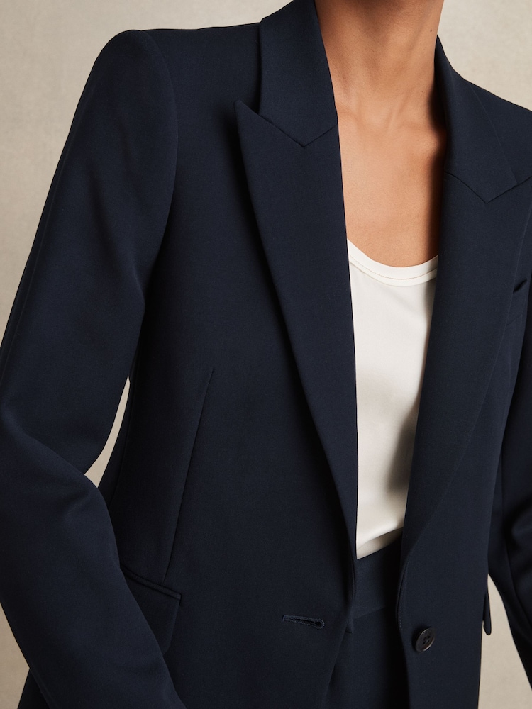 Marineblauw - Reiss Gabi maatsnit-kostuumblazer met enkele knoopsluiting - Image 4 of 6