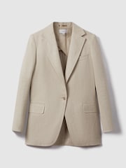 Reiss Natural Cassie Linen Single Breasted Suit Blazer - Image 2 of 9