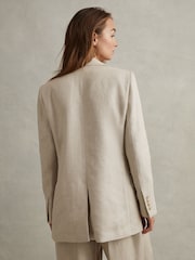 Reiss Natural Cassie Linen Single Breasted Suit Blazer - Image 6 of 9
