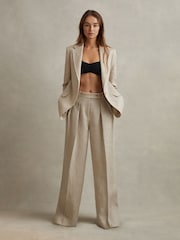 Reiss Natural Cassie Linen Single Breasted Suit Blazer - Image 7 of 9