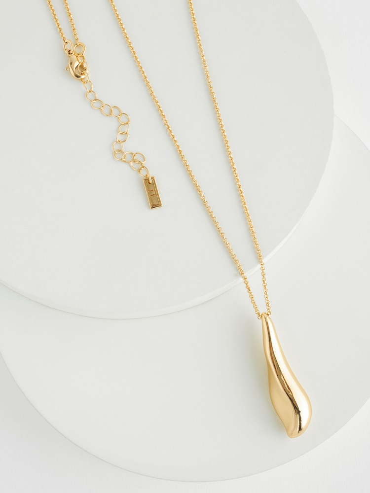 Gold Tone Teardrop Necklace - Image 2 of 3 Gold Tone Teardrop Necklace - Image 2 of 3