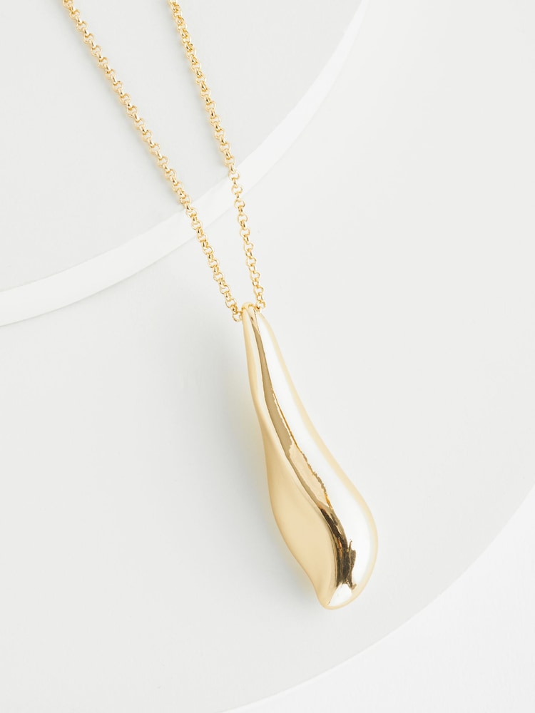 Gold Tone Teardrop Necklace - Image 3 of 3 Gold Tone Teardrop Necklace - Image 3 of 3