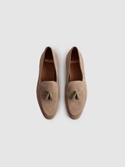 Reiss Taupe Harry Suede Slip-On Belgian Loafers - Image 3 of 5