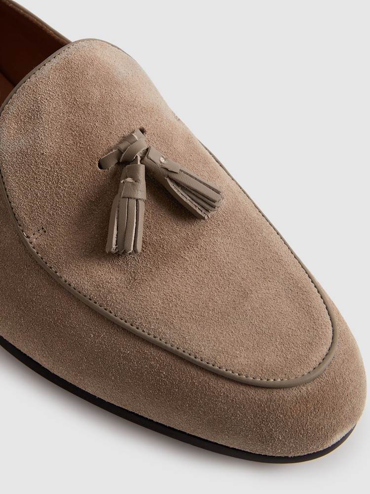 Reiss Taupe Harry Suede Slip-On Belgian Loafers - Image 5 of 5