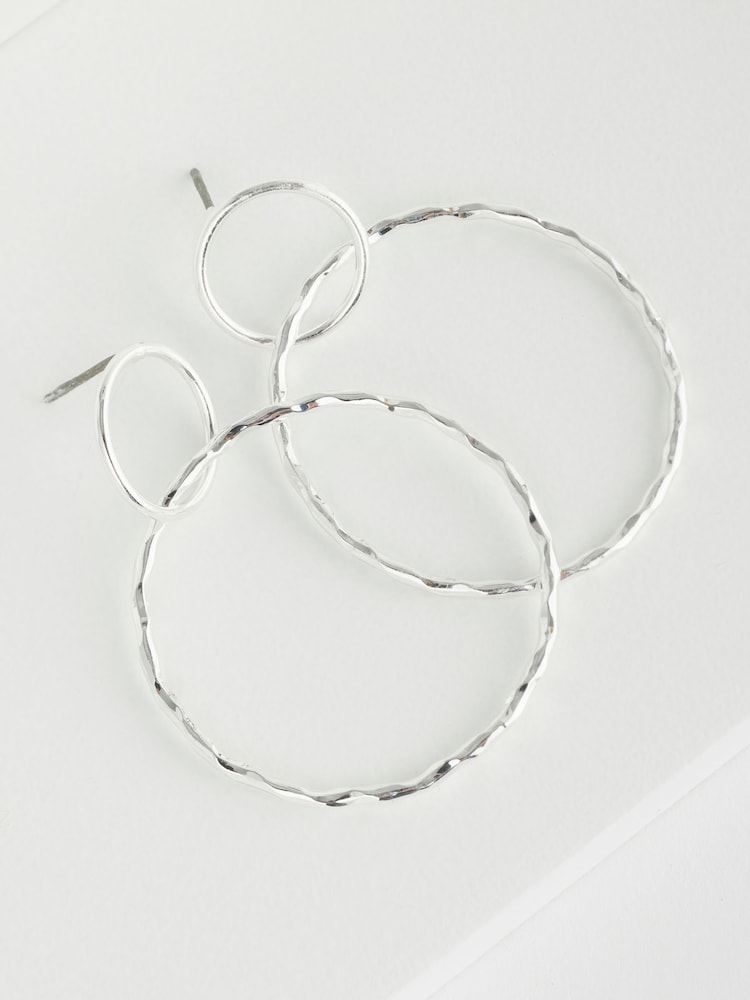 Silver Tone Circle Drop Earrings - Image 4 of 4 Silver Tone Circle Drop Earrings - Image 4 of 4