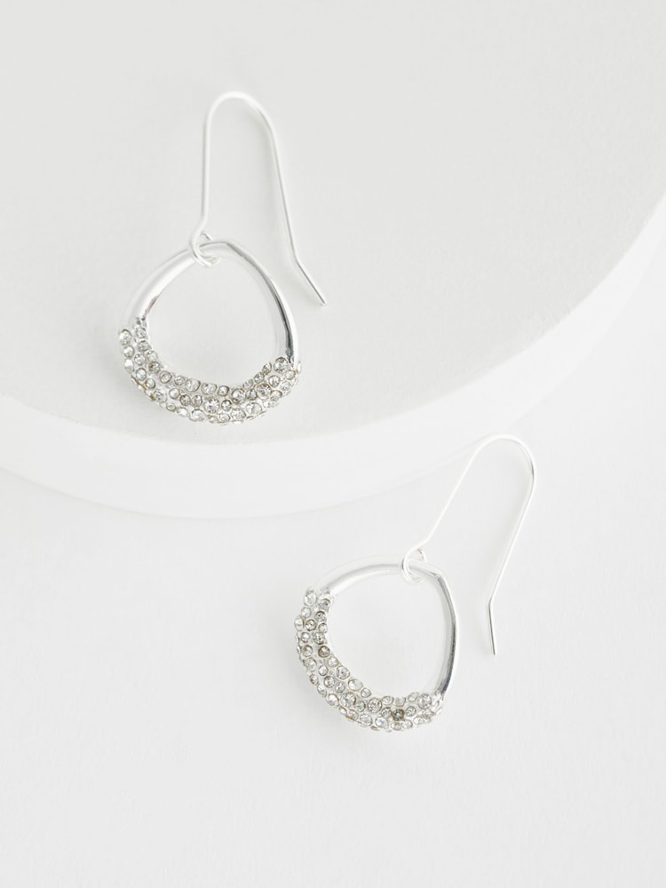 Tonalité argentée - Boucles d’oreilles ouvertes en forme de goutte d’eau - Image 1 of 2