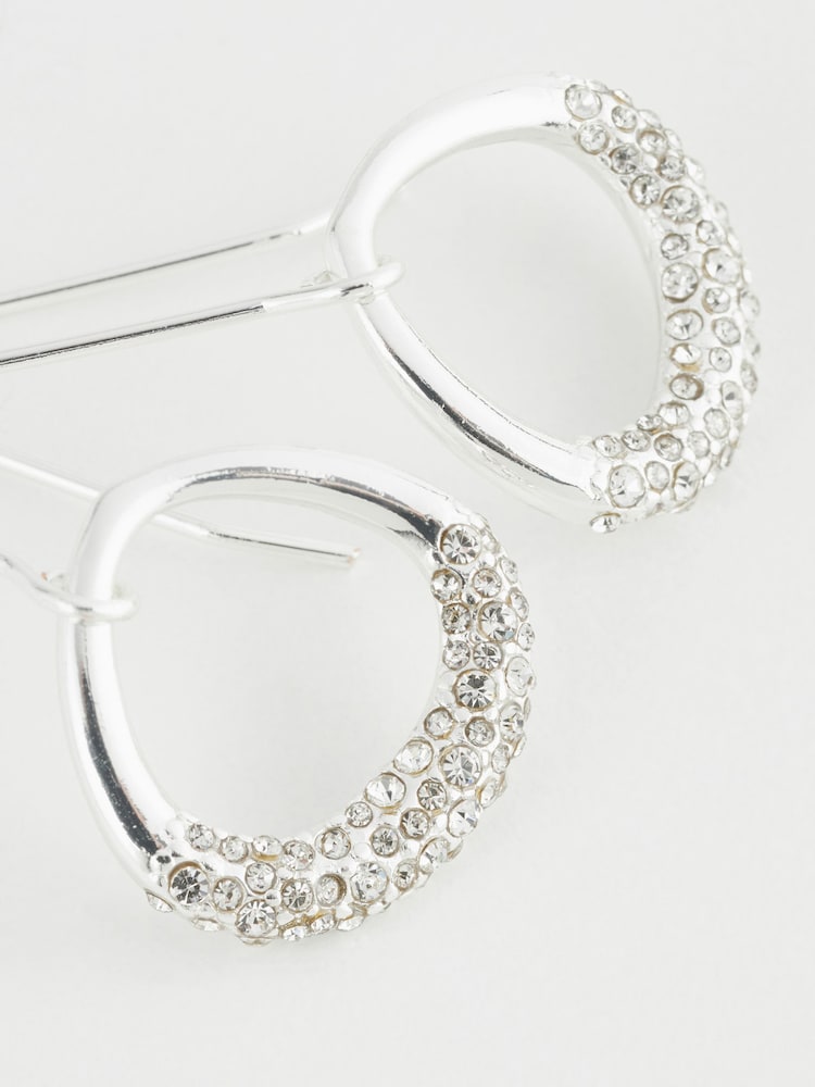 Tonalité argentée - Boucles d’oreilles ouvertes en forme de goutte d’eau - Image 2 of 2