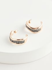 Gold Tone Wave Baguette Stone Earrings - Image 3 of 3