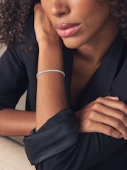 Silver Tone Baguette Stone Pully Bracelet - Image 3 of 6
