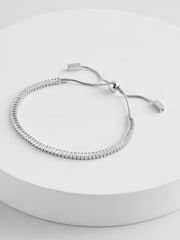 Silver Tone Baguette Stone Pully Bracelet - Image 4 of 6