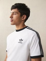 adidas White Adicolor Classics 3-Stripes 100% Cotton T-Shirt - Image 5 of 6