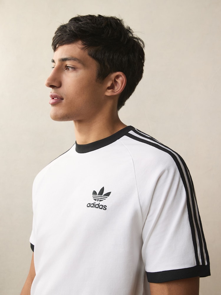 Buy adidas White Adicolor Classics 3-Stripes 100% Cotton T-Shirt