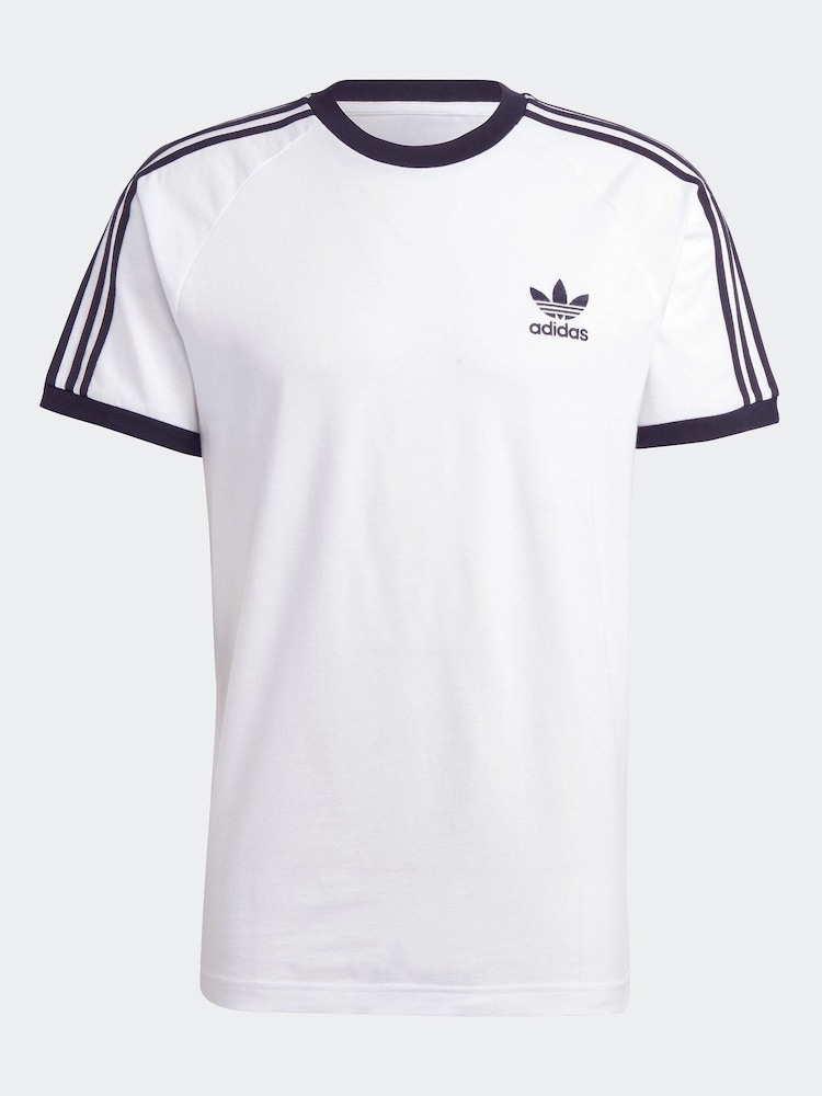 adidas White Adicolor Classics 3-Stripes 100% Cotton T-Shirt - Image 6 of 6