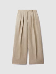 Reiss Natural Cassie Linen Wide Leg Suit Trousers - Image 2 of 6