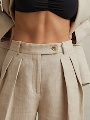 Reiss Natural Cassie Linen Wide Leg Suit Trousers - Image 3 of 6