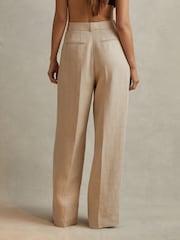 Reiss Natural Cassie Linen Wide Leg Suit Trousers - Image 4 of 6