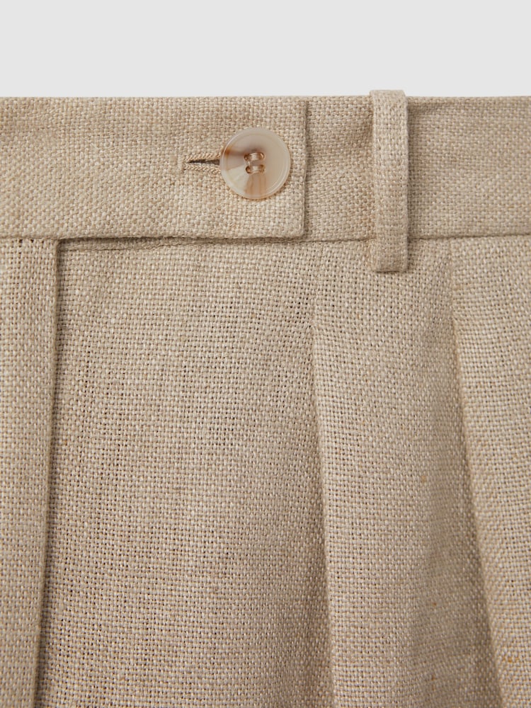 Reiss Natural Cassie Linen Wide Leg Suit Trousers - Image 6 of 6