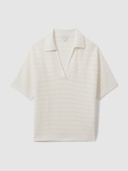 Reiss Ivory Carla Knitted Open-Collar Polo Shirt - Image 2 of 5