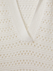 Reiss Ivory Carla Knitted Open-Collar Polo Shirt - Image 5 of 5