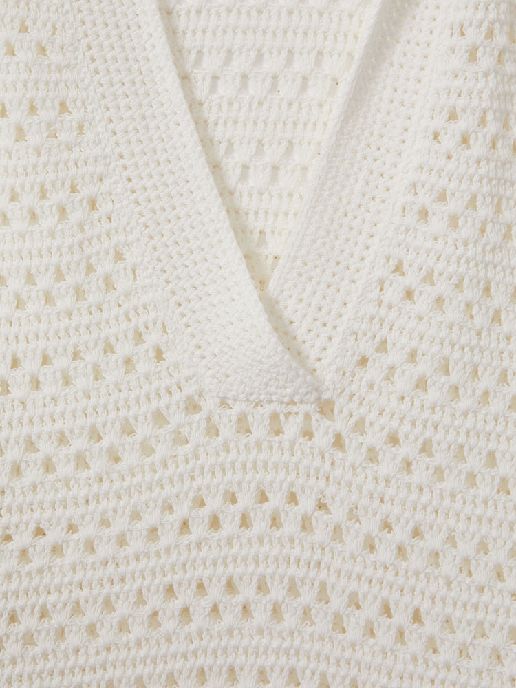 Reiss Ivory Carla Knitted Open-Collar Polo Shirt - Image 5 of 5