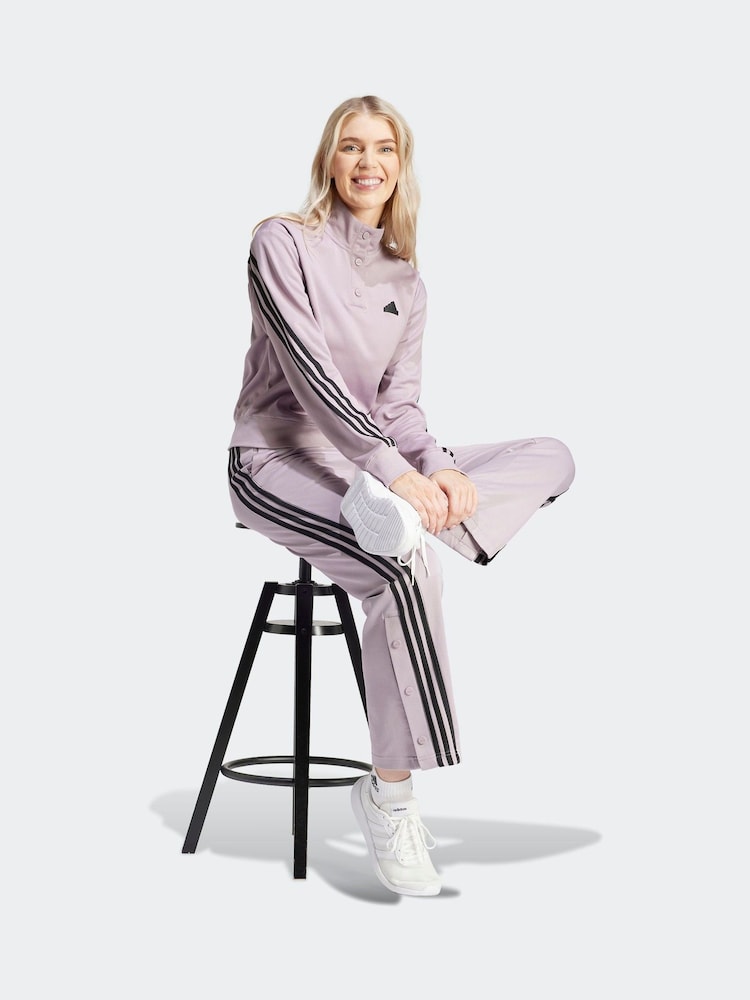 adidas Light Pink Iconic 3 Stripe Button Joggers - Image 1 of 6
