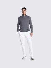 MOSS Khaki Merino Blend Quarter Zip Jumper - Image 3 of 3