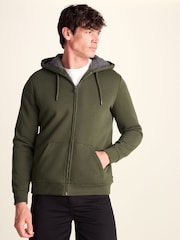 Zeleno - Tog 24 Ramsey Supersoft Sherpa Lined Zip Hoodie - Slika 1 od 6