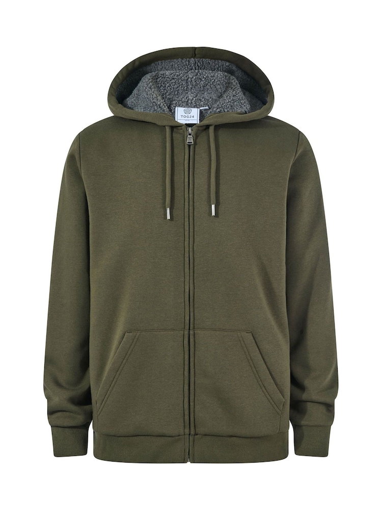 Zeleno - Tog 24 Ramsey Supersoft Sherpa Lined Zip Hoodie - Slika 6 od 6