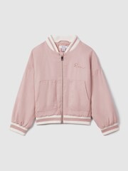 Reiss Pink Remi 13-14 yrs Colourblock Varsity Bomber Jacket - Image 1 of 4