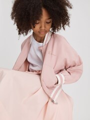 Reiss Pink Remi 13-14 yrs Colourblock Varsity Bomber Jacket - Image 3 of 4