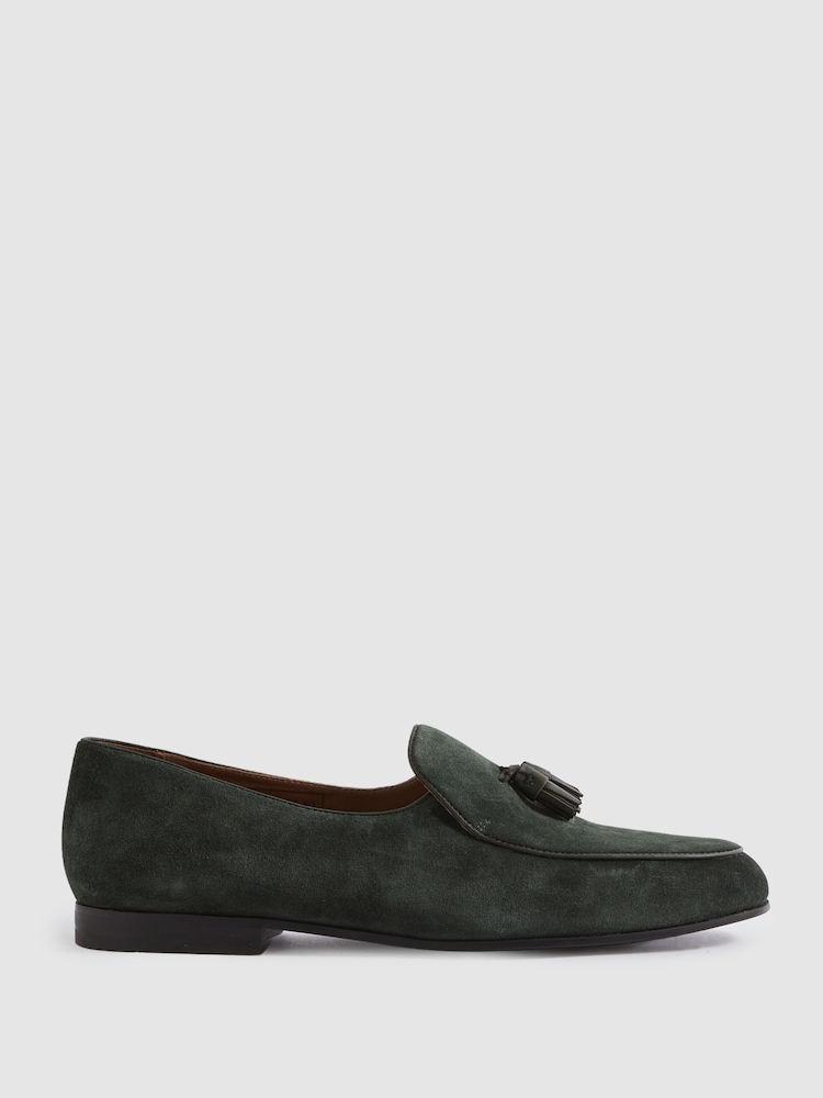Reiss Forest Green Harry Suede Slip-On Belgian Loafers - Image 1 of 5