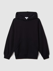 Reiss Navy Cody Cotton Blend Crew Neck Hoodie - Image 2 of 5