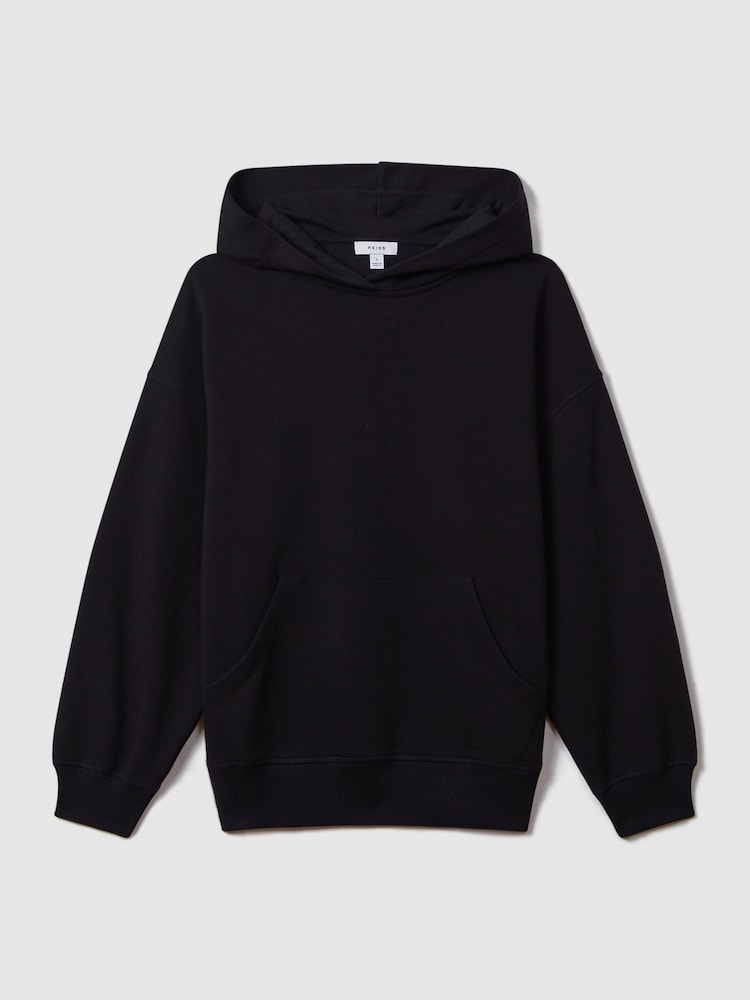 Reiss Navy Cody Cotton Blend Crew Neck Hoodie - Image 2 of 5