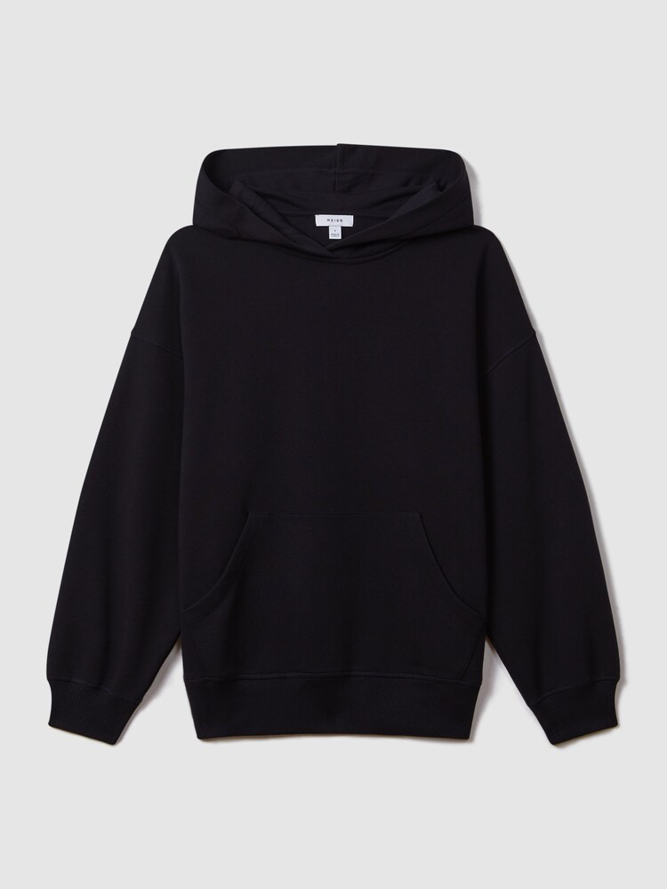 Reiss Navy Cody Cotton Blend Crew Neck Hoodie - Image 2 of 5 Reiss Navy Cody Cotton Blend Crew Neck Hoodie - Image 2 of 5