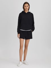 Reiss Navy Cody Cotton Blend Crew Neck Hoodie - Image 3 of 5