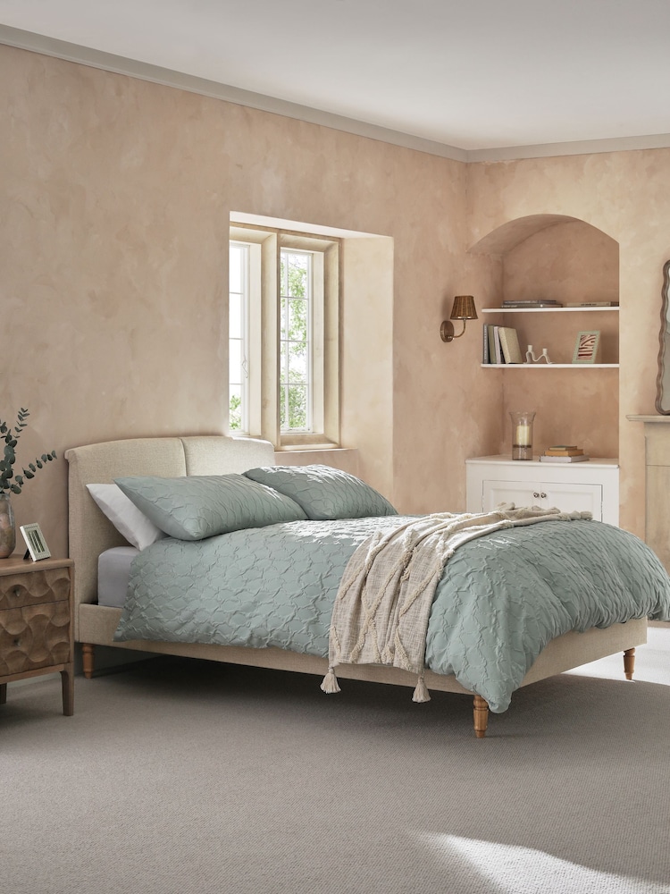 Chunky Chenille Natural Oyster Hove Upholstered Bed Frame - Image 1 of 7