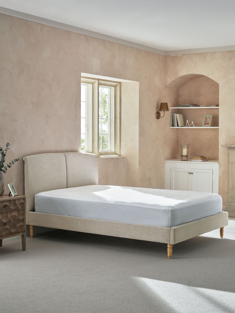 Chunky Chenille Natural Oyster Hove Upholstered Bed Frame - Image 2 of 7